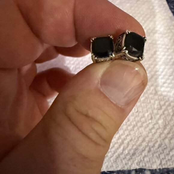 Clocks and Colours Handmade Sterling Silver Black Onyx Studs - Picture 6 of 8